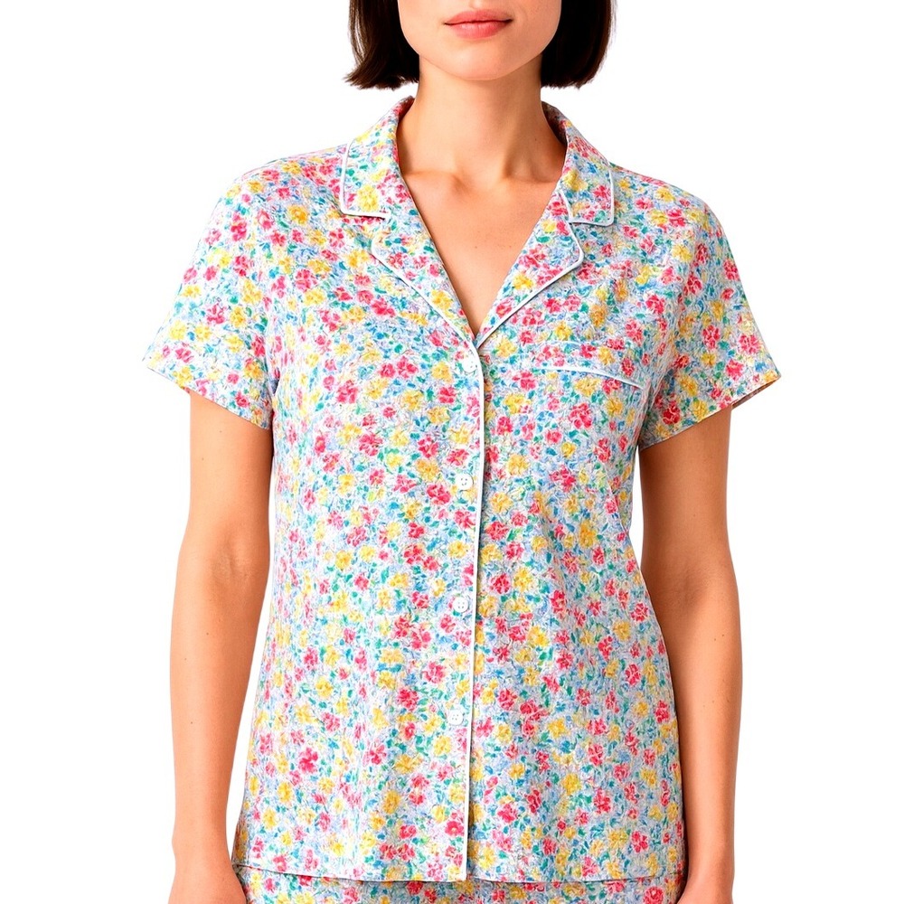 LAUREN Ralph Lauren Floral Short Sleeve Button Down Sleepwear Medium